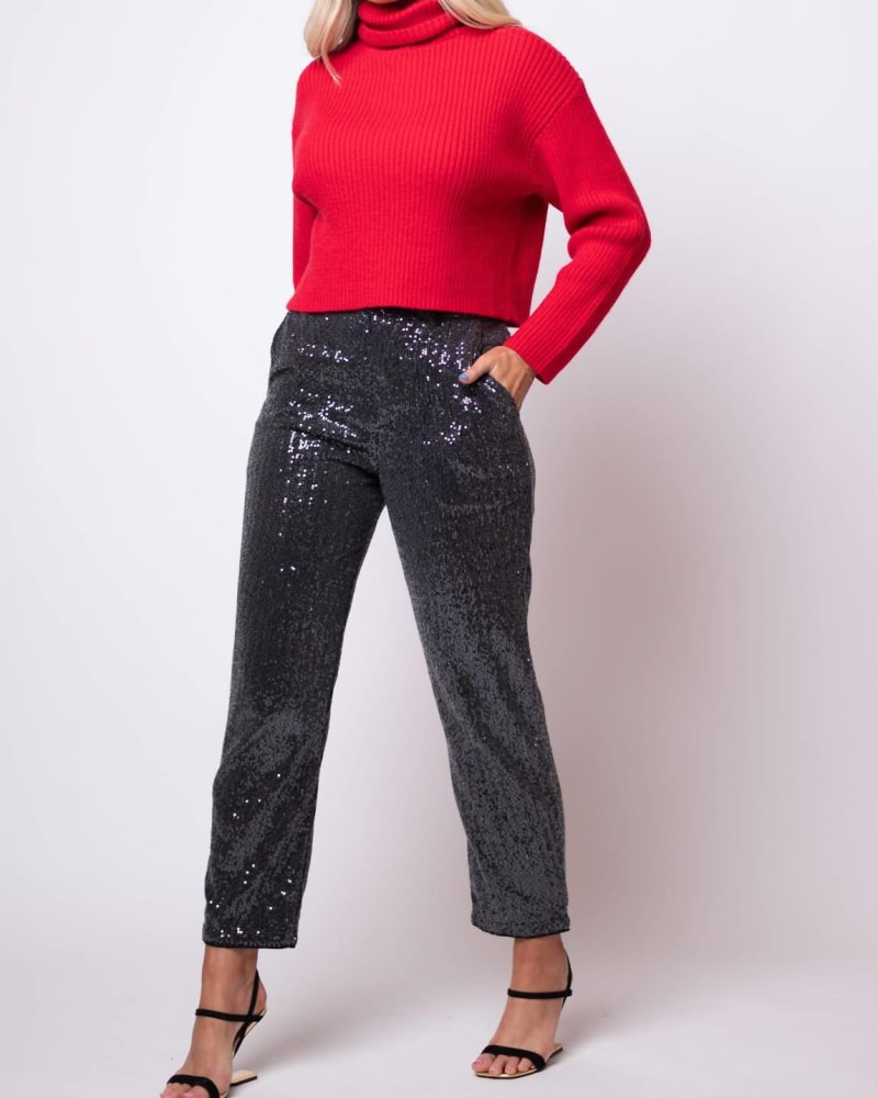 Front of a model wearing a size LARGE Isaac Pant In Black in Black by young fabulous & broke. | dia_product_style_image_id:359477
